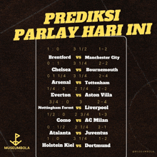 a poster that says prediksi parlay hari ini