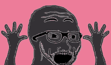 a pixel art drawing of a man with glasses and a beard .