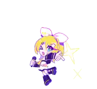 a drawing of a girl with a microphone and a star in the background