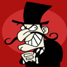 a cartoon illustration of a man with a top hat and mustache