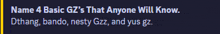 a blue background with white text that says " name 4 basic gz "