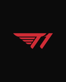 a black background with a red t1 logo