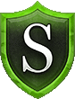 a green shield with a letter s on it .