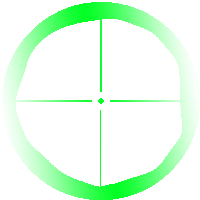 a green crosshair on a white background with a green dot in the middle