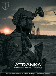 an advertisement for atranka shows a soldier holding a rifle