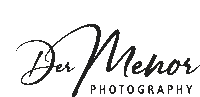 a black and white logo for der menor photography on a white background