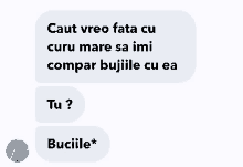 a screenshot of a text message between two people with one saying " bucile * "