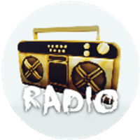 a picture of a boombox and the word radio