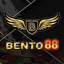 a logo for bento 88 with wings and a shield on a black background .