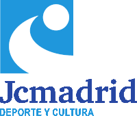 a blue and white logo for jc madrid