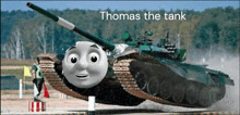 thomas the tank is a cartoon character that is on a tank