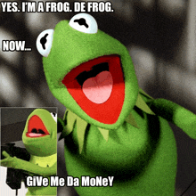 kermit the frog says yes i 'm a frog de frog