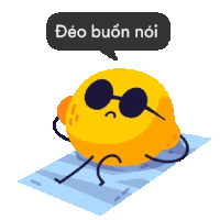 a cartoon lemon wearing sunglasses and a speech bubble that says deo buon noi