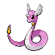 a pixel art of a pink and white snake with wings .