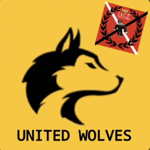 a logo for united wolves shows a black wolf