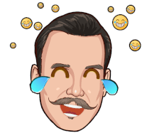 a cartoon of a man with a mustache and tears coming out of his eyes