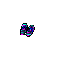 a pair of colorful flip flops on a white background