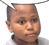 a child with a speech bubble on his head