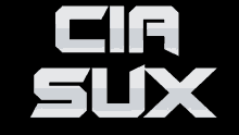 cia sux logo on a black background with a white border