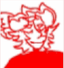 a red and white drawing of a person 's face on a white background