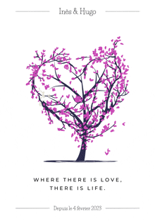 a poster with a tree in the shape of a heart