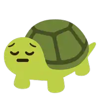 a green turtle with its eyes closed and a sad face