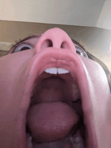 a close up of a person 's mouth and nose