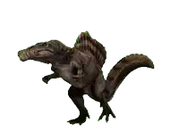 a dinosaur with a long tail and sharp teeth
