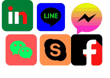 a collage of social media icons including linkedin line and skype