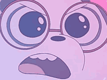 a close up of a cartoon character 's face with glasses .