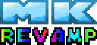 a pixel art logo for a video game called revamf