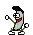 a pixel art drawing of a banana with a mustache and a red tie .