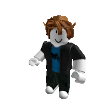 a roblox character is wearing a blue shirt and a black jacket