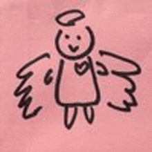 a drawing of an angel with wings and a halo .