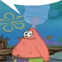 a cartoon character with a speech bubble behind him