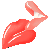 a drawing of a woman 's red lips with a white tongue