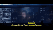 jesus christ thats jason bourne is on a screen