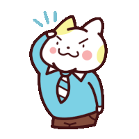 a cartoon cat wearing a blue shirt and tie scratching his head