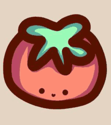 a cartoon drawing of a tomato with a star on top .