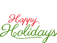 a sign that says happy holidays in red and green on a white background