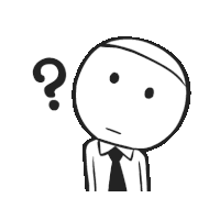 a black and white drawing of a man with a question mark on his head