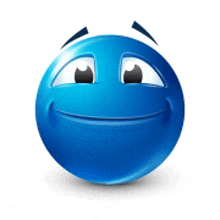 a blue smiley face with a smile on its face