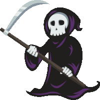 a grim reaper holding a scythe in his hand