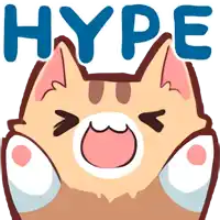 a drawing of a cat with the word hype written above it