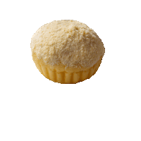 a cupcake with powdered sugar on top is against a white background