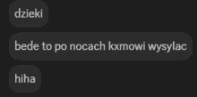 a text message in a foreign language that says dzieki