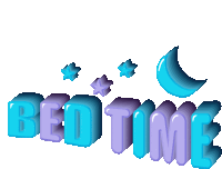 a blue and purple bed time sign with a crescent moon and stars