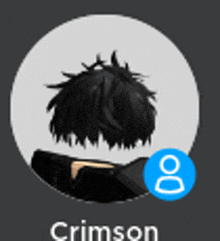 a picture of a person 's head with a blue circle that says ' crimson ' on it .