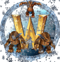 a logo for world of warcraft is surrounded by snow and ice