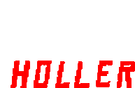 a white background with the word holler in red letters